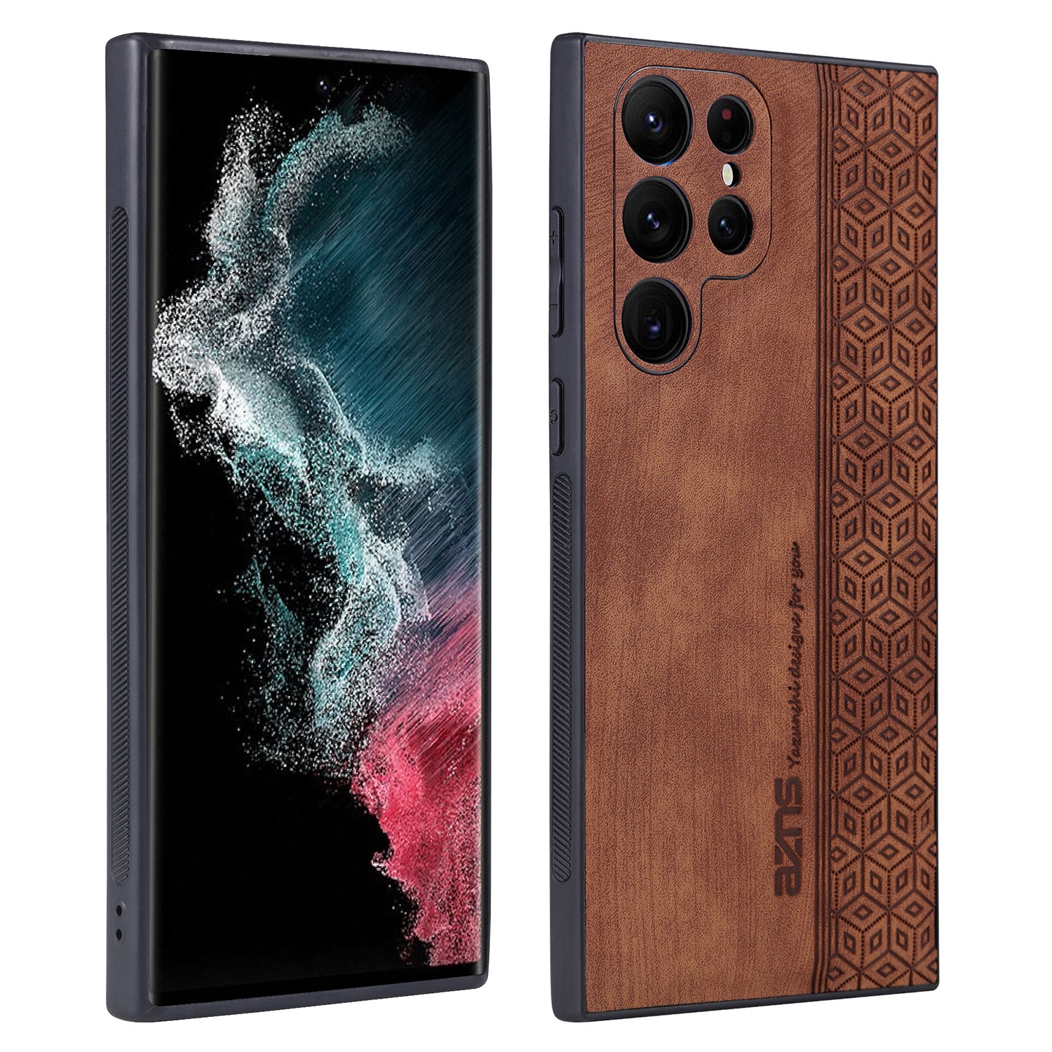 AZNS For Samsung Galaxy S24 Ultra Cell Phone Case Imprint PU Leather+TPU Drop-proof Cover - Brown AZNS For Samsung Galaxy S24 Ultra Cell Phone Case Imprint PU Leather+TPU Drop-proof Cover - Brown